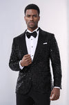 Blazer de fiesta negro con estampado de lentejuelas | Wessi