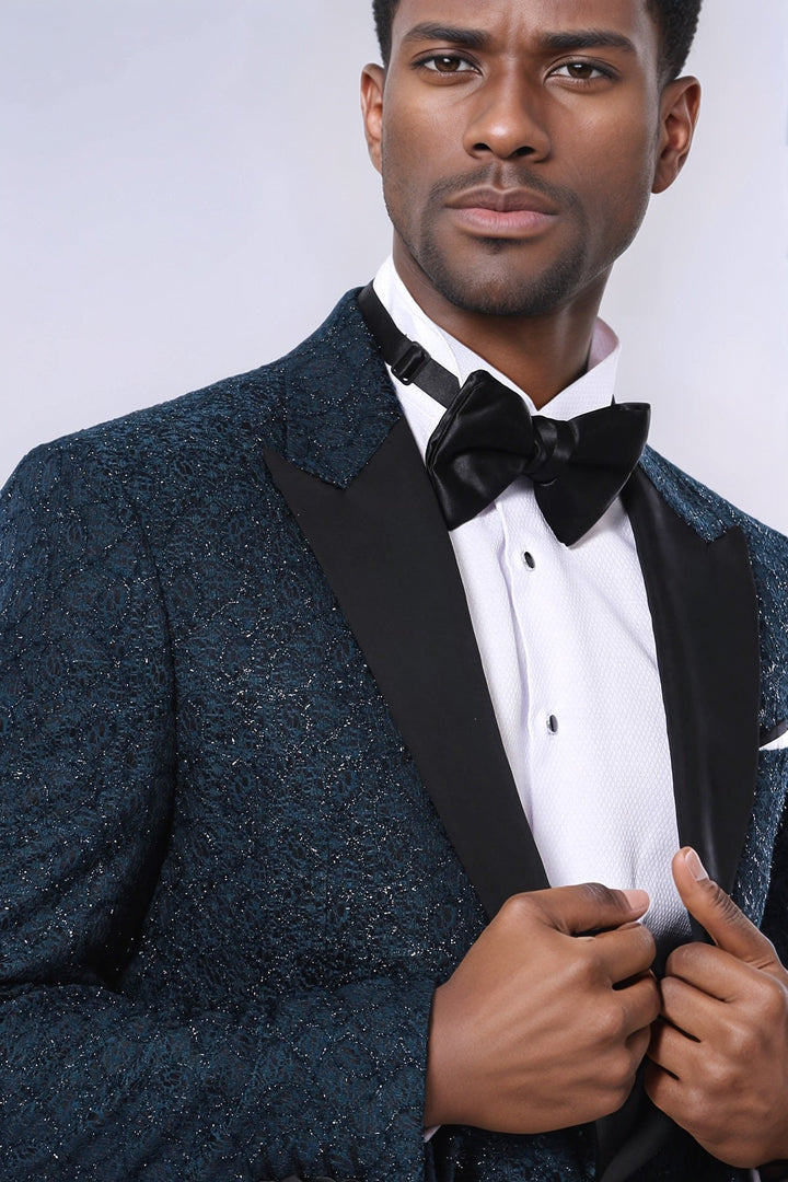 Blazer de fiesta para hombre con estampado de purpurina verde - Wessi