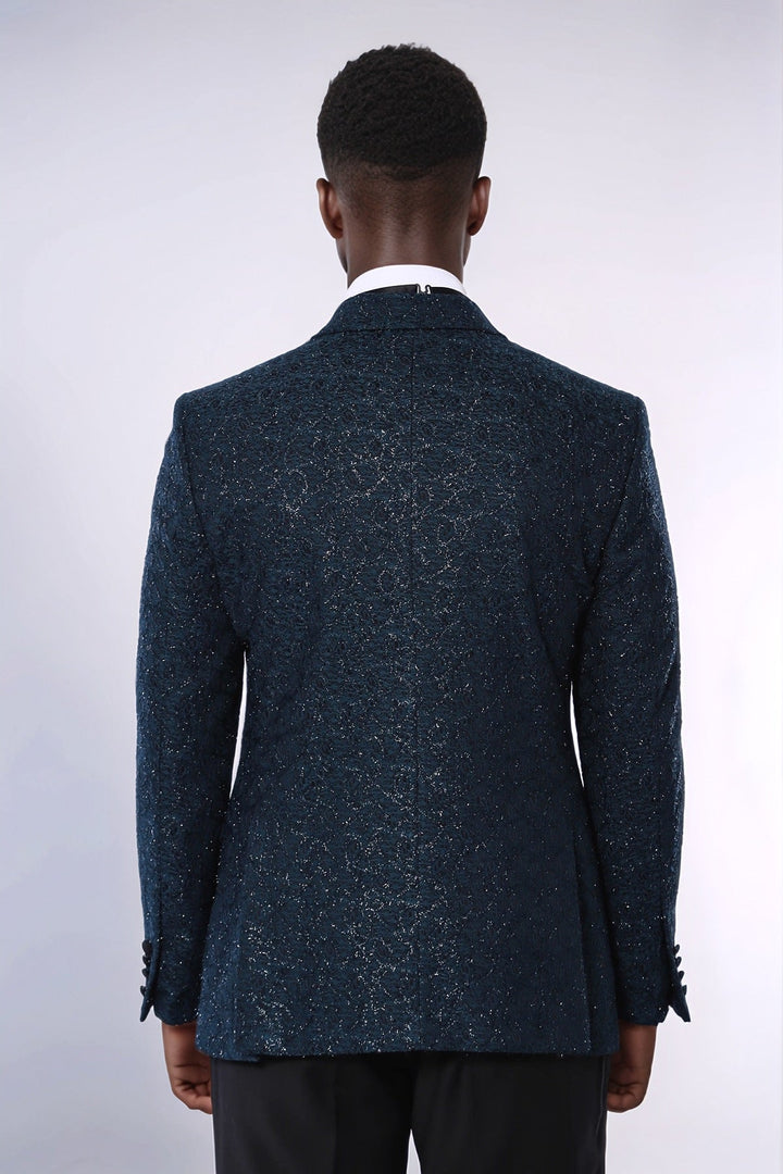 Blazer de fiesta para hombre con estampado de purpurina verde - Wessi