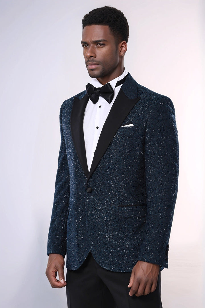 Blazer de fiesta para hombre con estampado de purpurina verde - Wessi