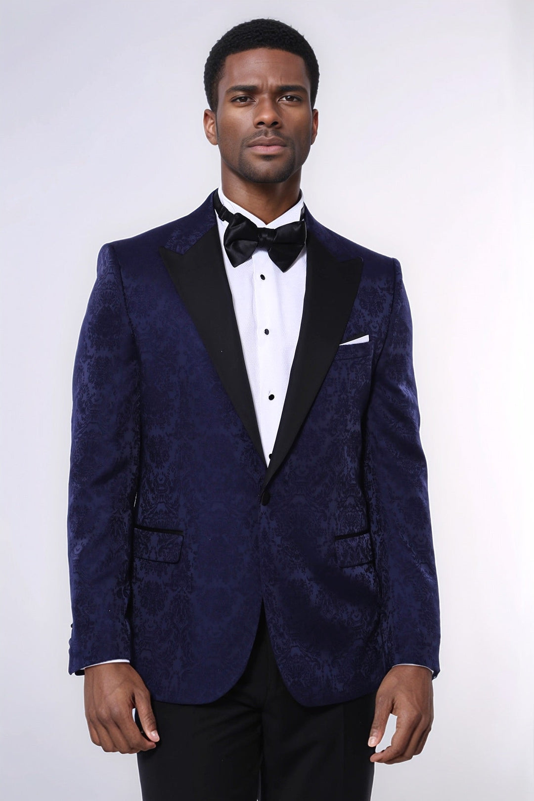 Navy Blue Patterned Party Blazer - Wessi
