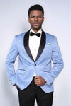 Shawl Lapel Sky Blue Men Prom Blazer - Wessi