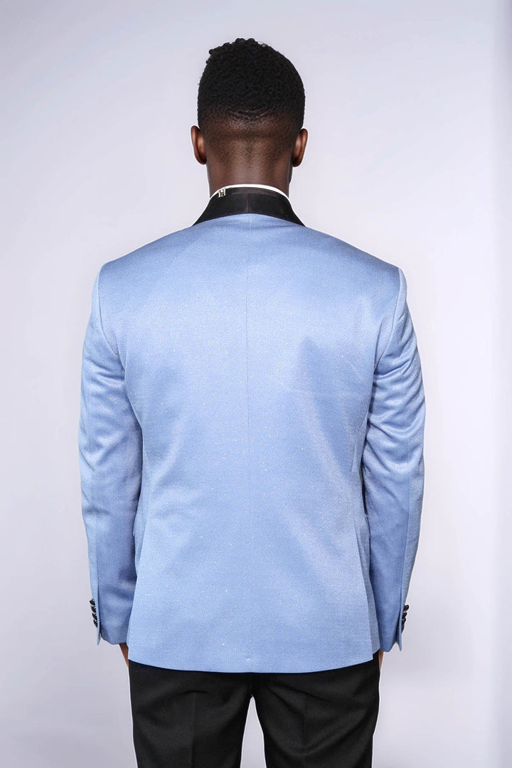 Blazer de fiesta para hombre en azul cielo con solapa chal - Wessi