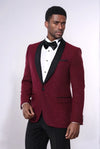 Burgundy Shawl Lapel Sparkly Men Tuxedo Jacket - Wessi