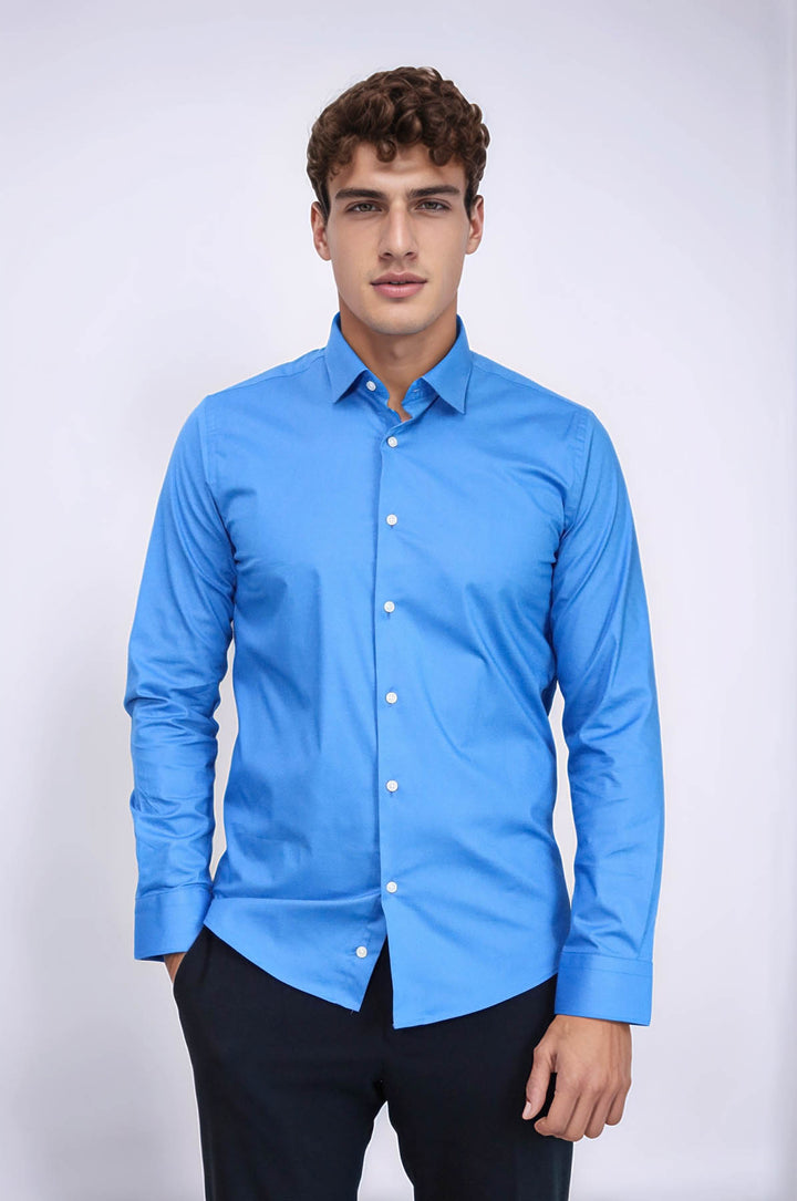 Blue Slim Fit Men's Shirt | Wessi