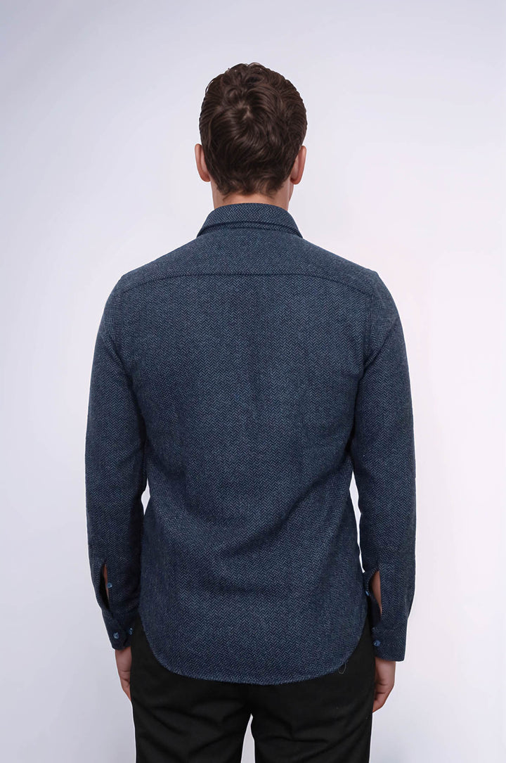 Camisa de leñador para hombre con estampado azul marino de invierno - Wessi