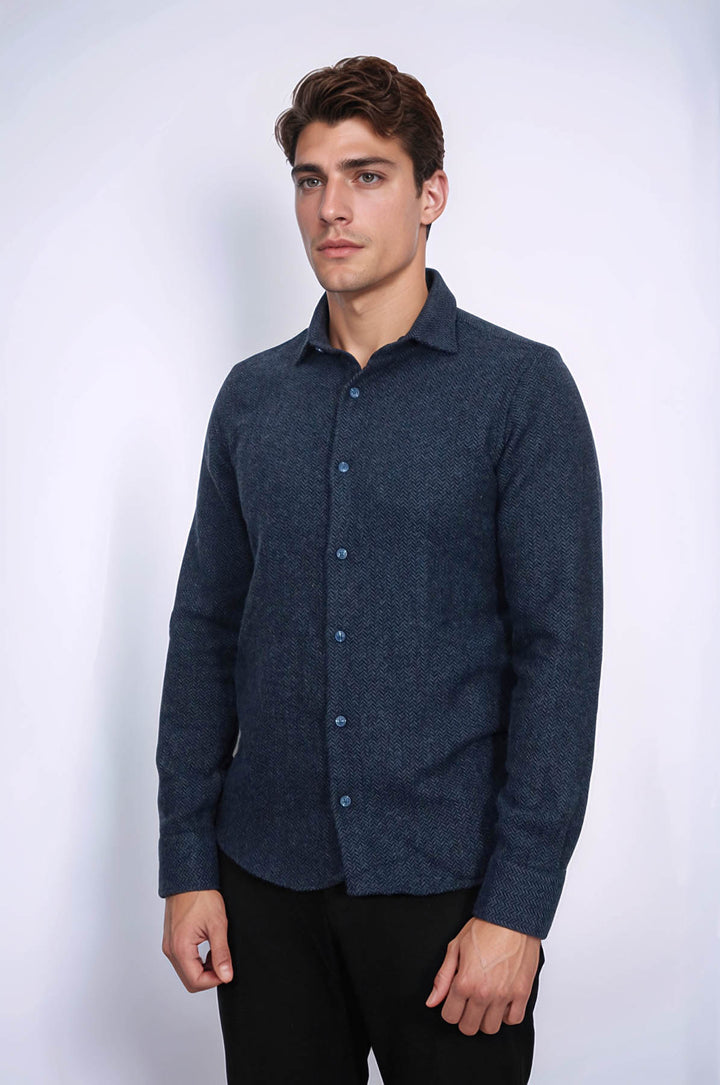 Camisa de leñador para hombre con estampado azul marino de invierno - Wessi