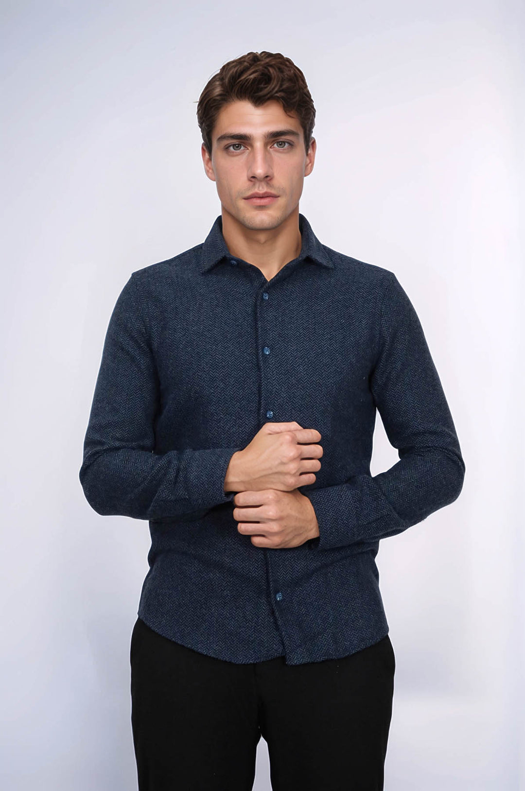 Camisa de leñador para hombre con estampado azul marino de invierno - Wessi