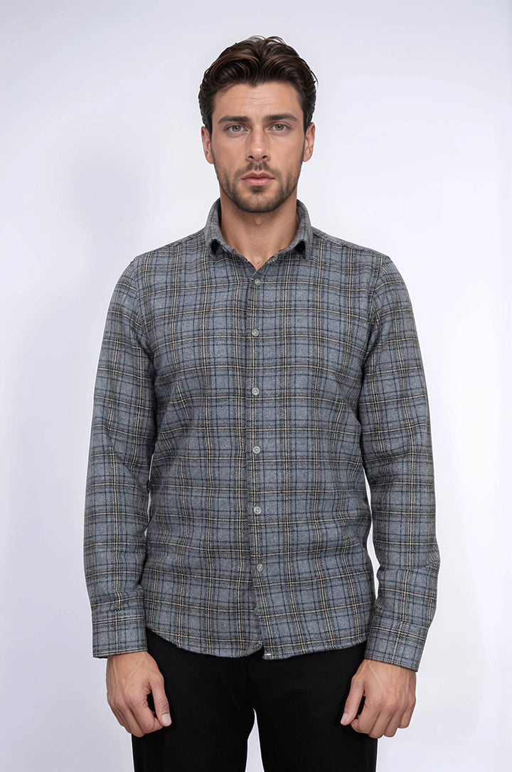 Camisa de leñador a cuadros gris oscuro para hombre - Wessi