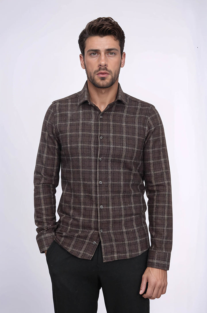 Camisa de leñador de cuadros marrones para hombre - Wessi