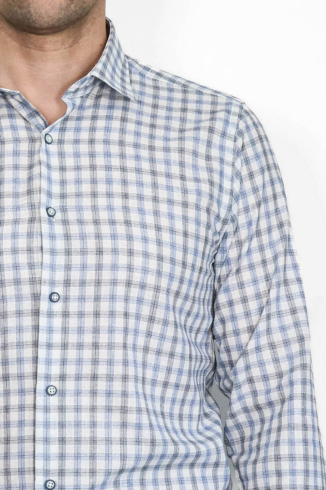Camisa de cuadros azul de corte ajustado - Wessi