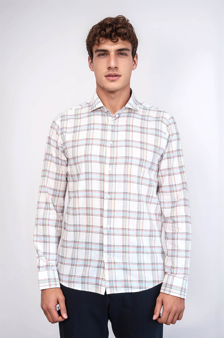 Camisa informal a cuadros blanca | Wessi