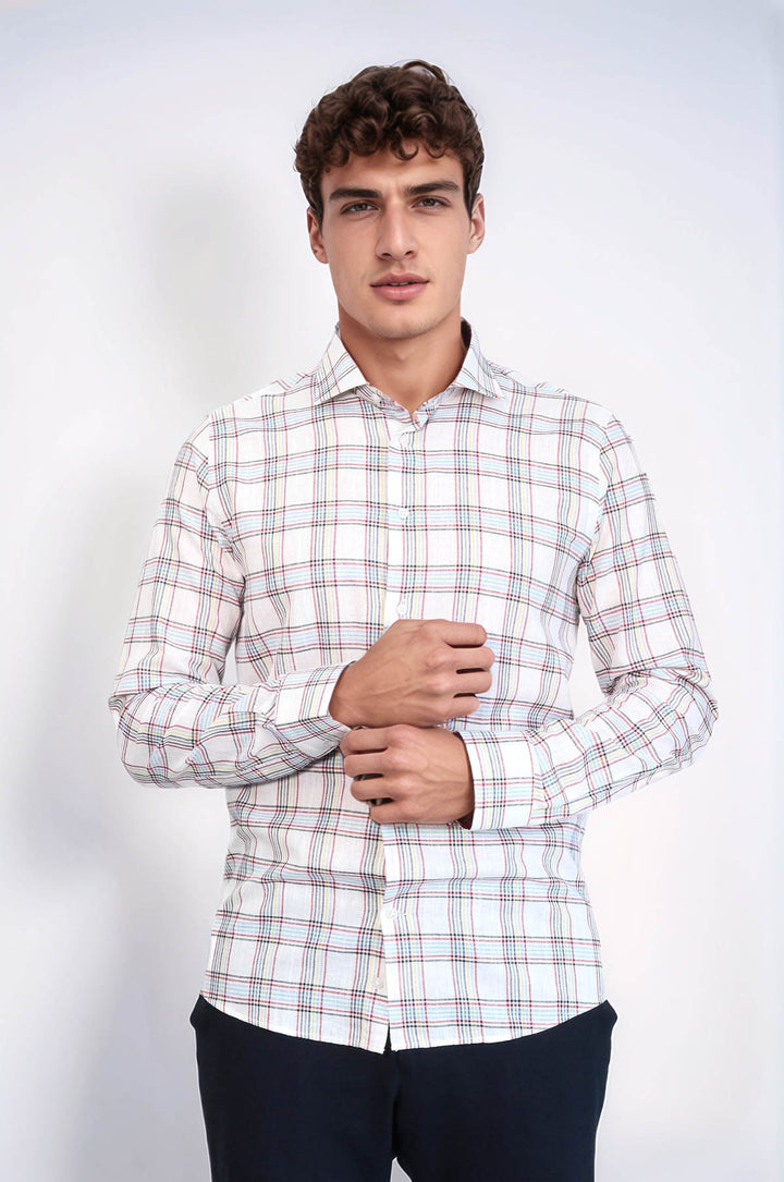 Camisa informal a cuadros blanca | Wessi