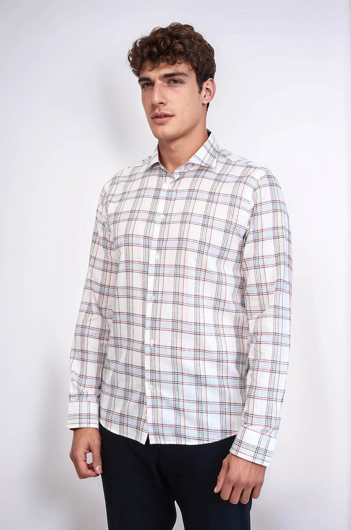 Camisa informal a cuadros blanca | Wessi