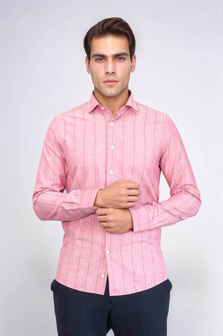 Camisa de cuadros burdeos claro para hombre | Wessi