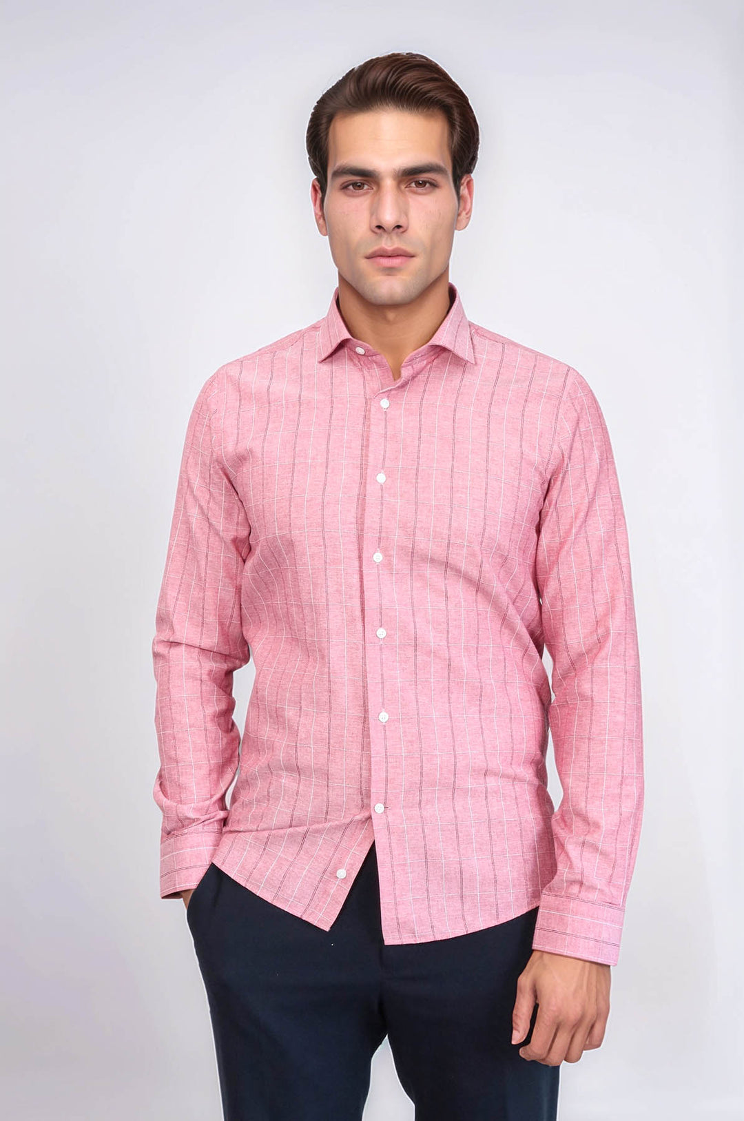 Camisa de cuadros burdeos claro para hombre | Wessi