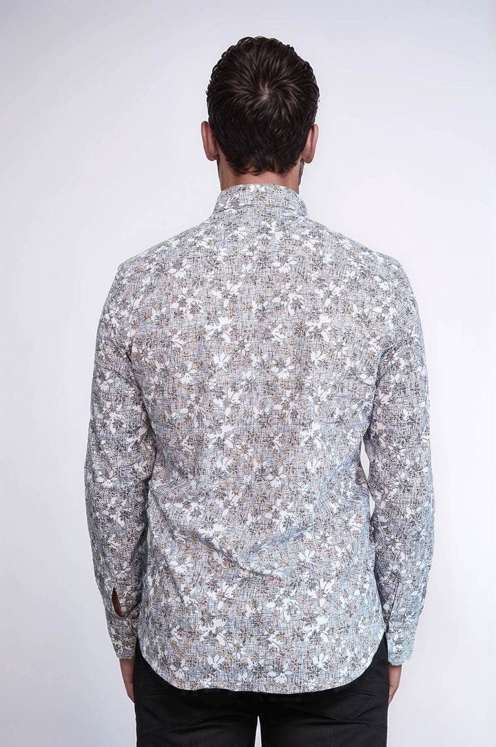 Camisa entallada gris con estampado Bloom - Wessi