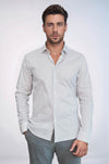 Camisa ajustada con estampado de cuadros diminutos en blanco - Wessi