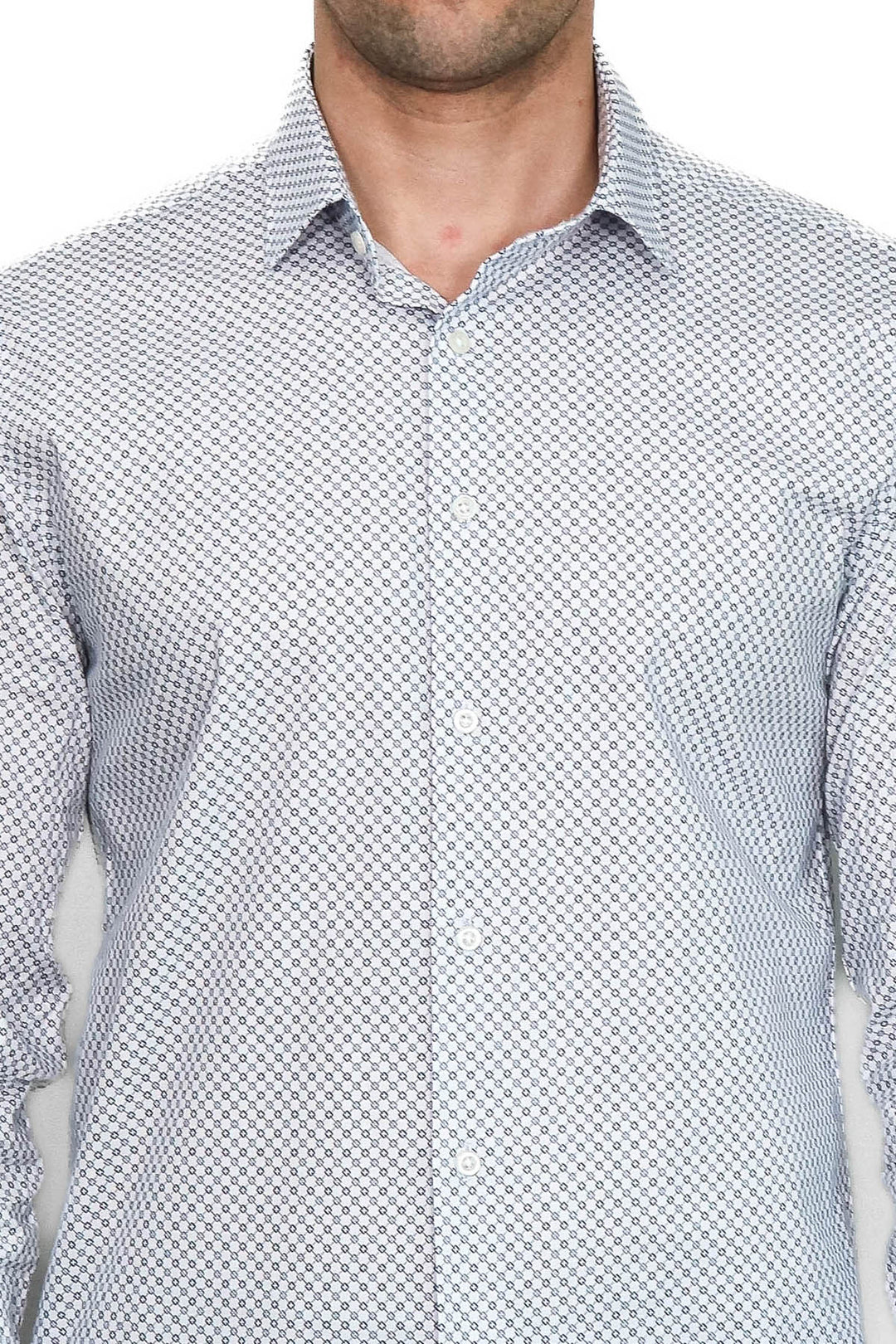 Camisa ajustada con estampado de cuadros diminutos en blanco - Wessi