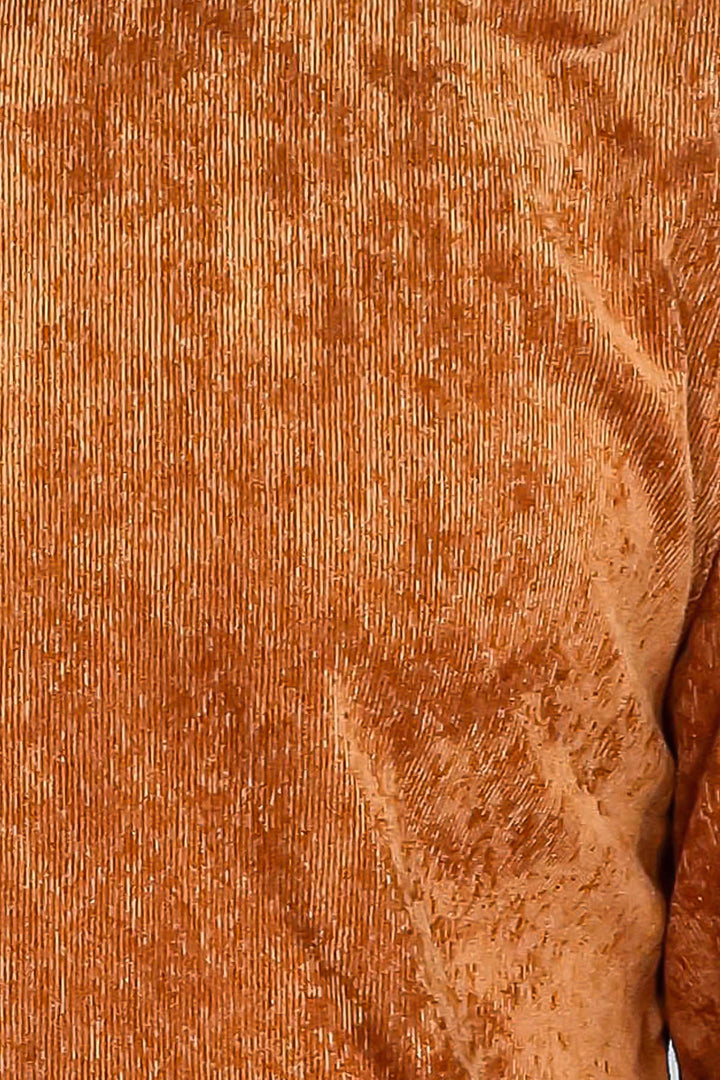 Brown Long Sleeves Velvet Men's Shirt - Wessi