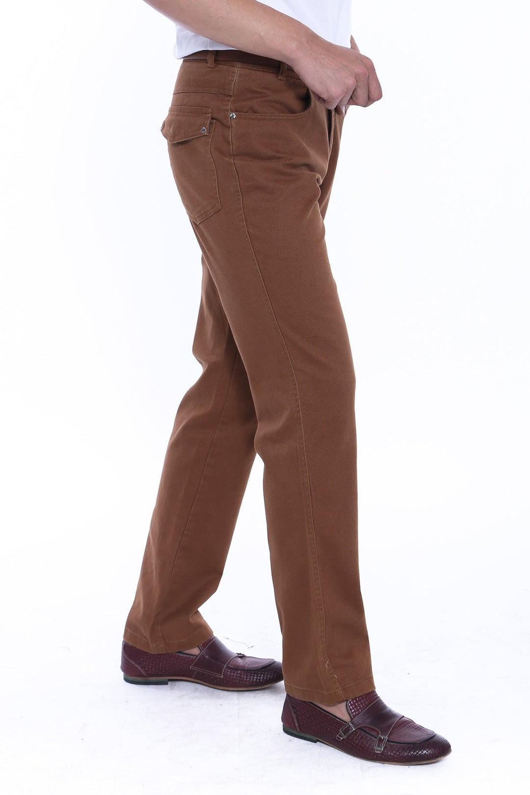 Pocket Flap Suede Tan Pants-Wessi