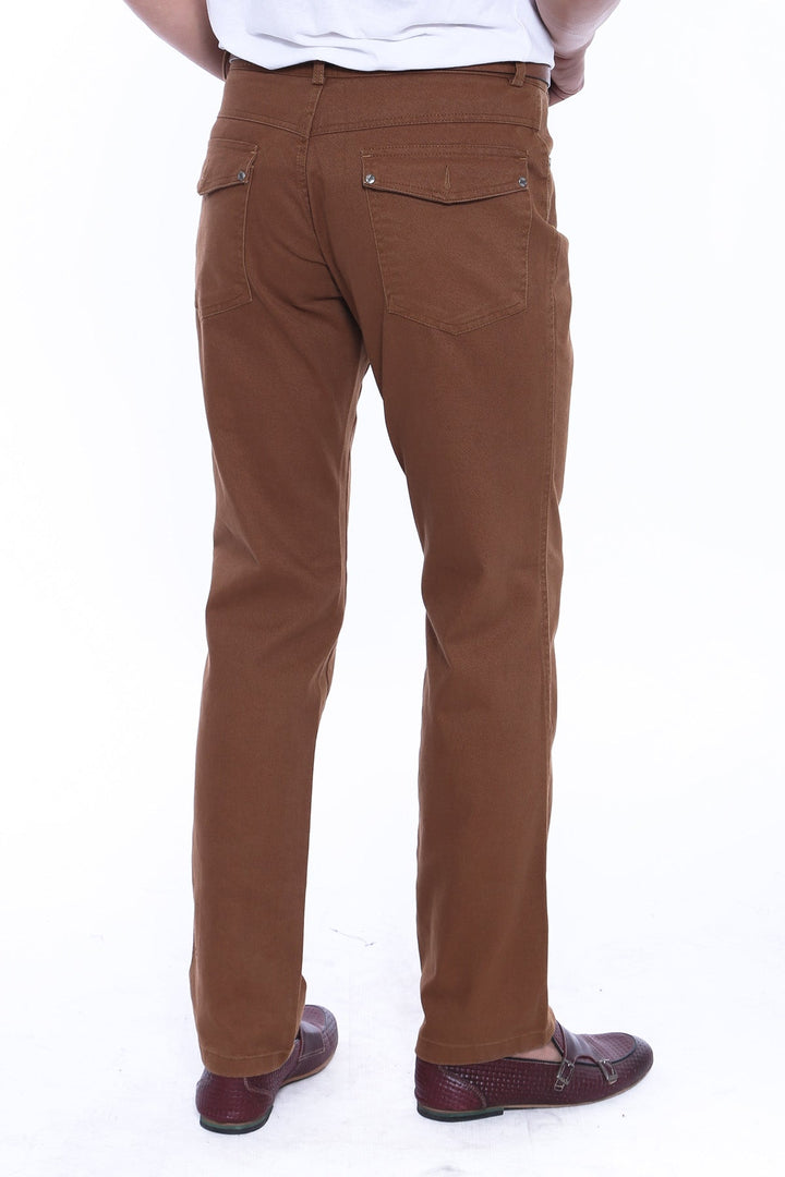 Pocket Flap Suede Tan Pants-Wessi