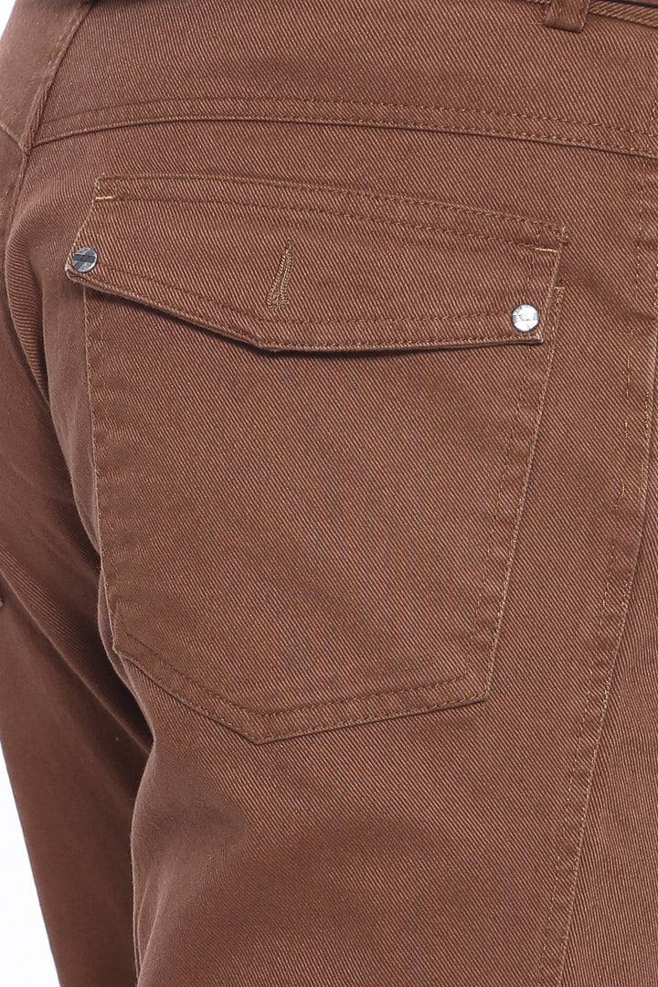 Pocket Flap Suede Tan Pants-Wessi