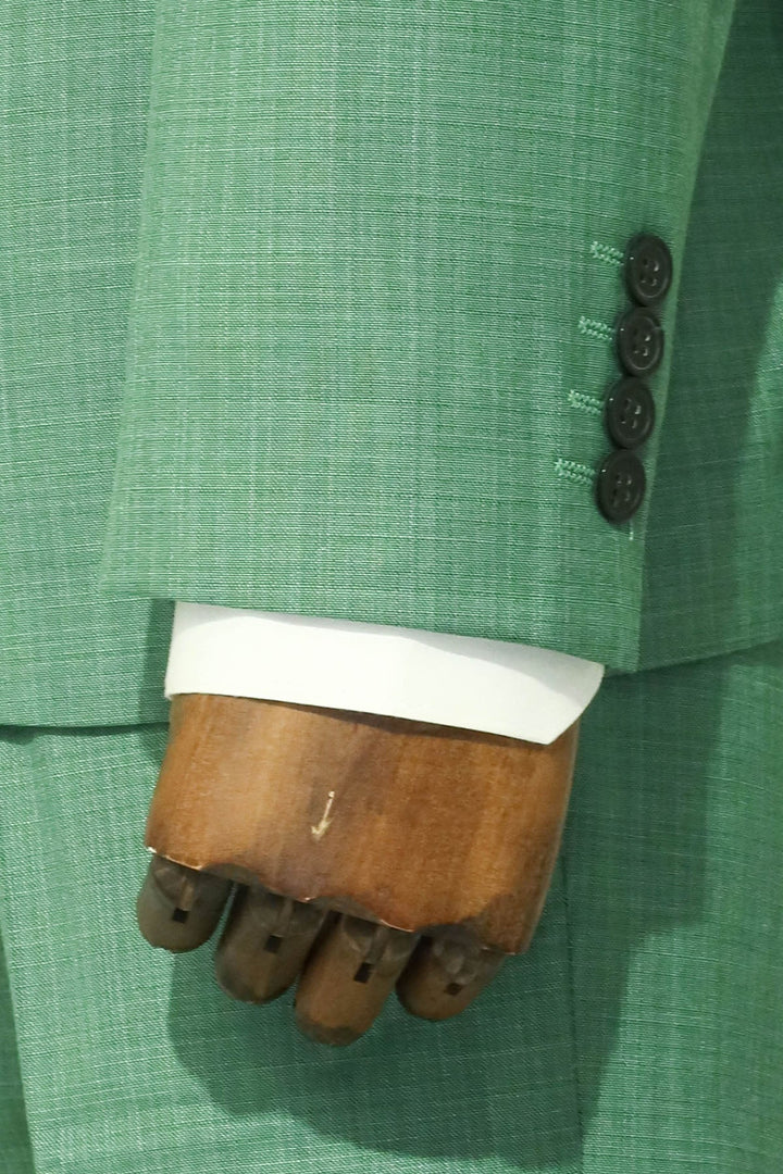 Traje de hombre verde de dos piezas, corte entallado y un botón - Wessi