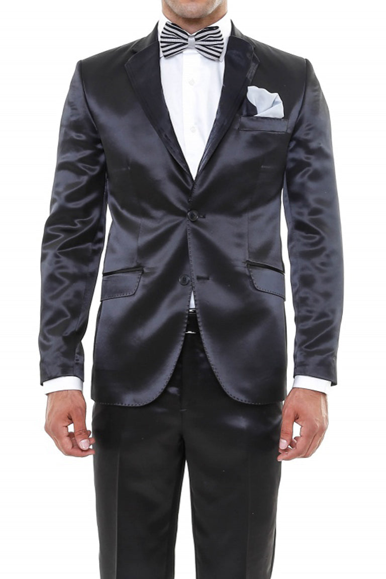 Men's 2 Button With Satin Trim Allure Men Tuxedo Suits Tuxedos Black main image 0