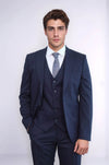Traje azul marino liso de corte entallado para hombre - Wessi