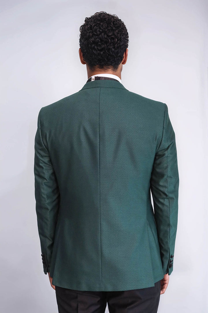 Çift Düğmeli Desenli Yeşil Erkek Tuxedo - Wessi