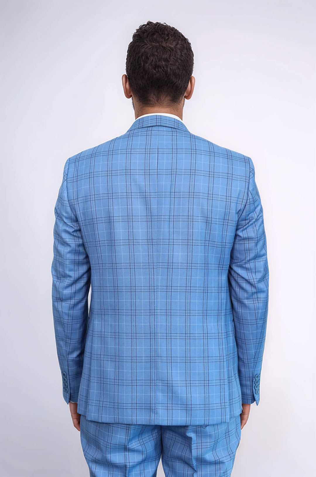 Traje de cuadros azul claro para hombre - Wessi