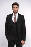 Traje de invierno de tres piezas para hombre a cuadros marrones - Wessi
