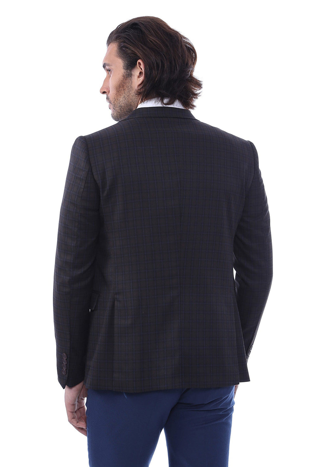 Brown Plaid Men's Winter 3 Piece Suit - Wessi