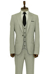 Traje de tres piezas ajustado de un solo botón para hombre, color gris