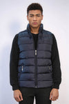 Chaleco de invierno para hombre acolchado de plumón azul marino con bolsillos y cremallera - Wessi