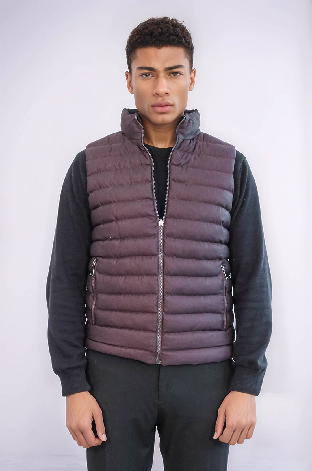 Chaleco de plumas reversible marrón para hombre - Wessi