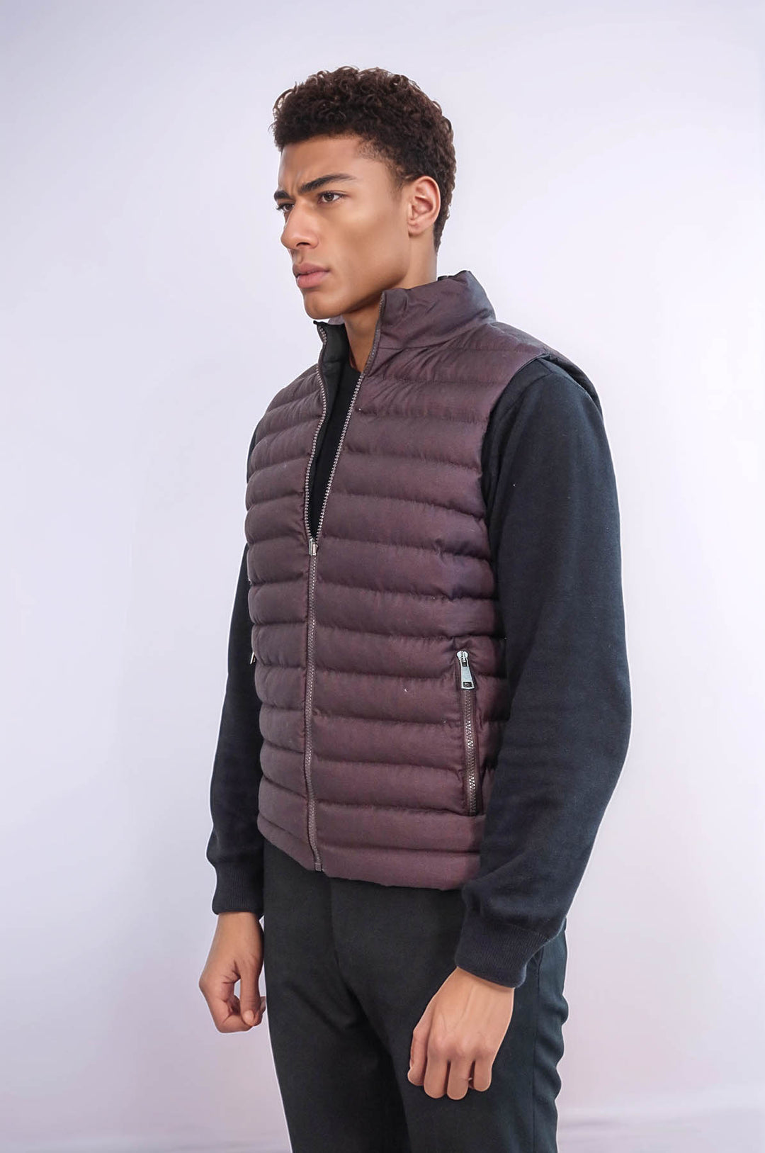 Chaleco de plumas reversible marrón para hombre - Wessi