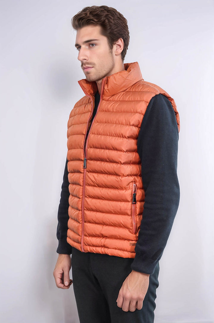 Chaleco de plumas acolchado con cremallera naranja para hombre - Wessi
