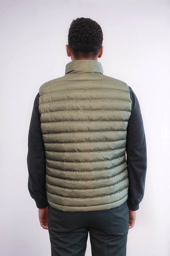 Chaleco de plumas para hombre de color caqui con cremallera y acolchado - Wessi