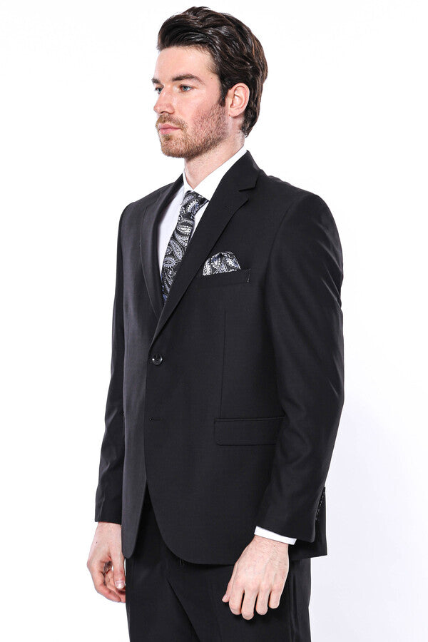 Traje regular negro 4 Drop | Wessi
