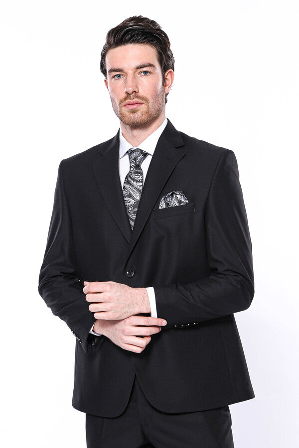 Traje regular negro 4 Drop | Wessi