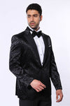 Black Floral Patterned Party Men's Blazer - Wessi