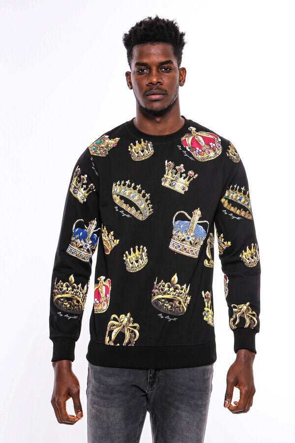 Sudadera negra de corte ajustado y estampado - Wessi