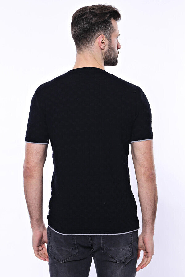 Camiseta de punto de tricot estampada negra para hombre - Wessi
