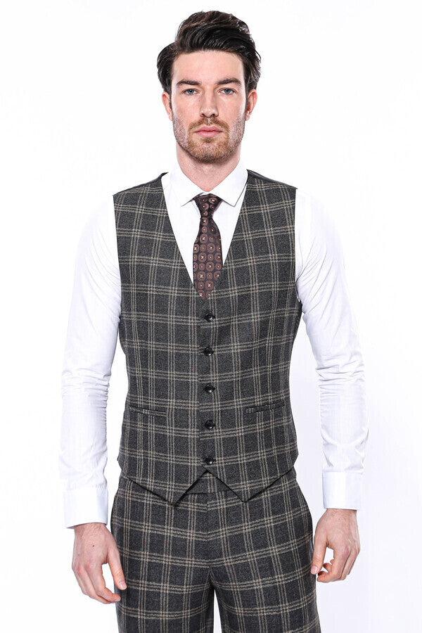 Chaleco de cuadros negros para hombre - Wessi
