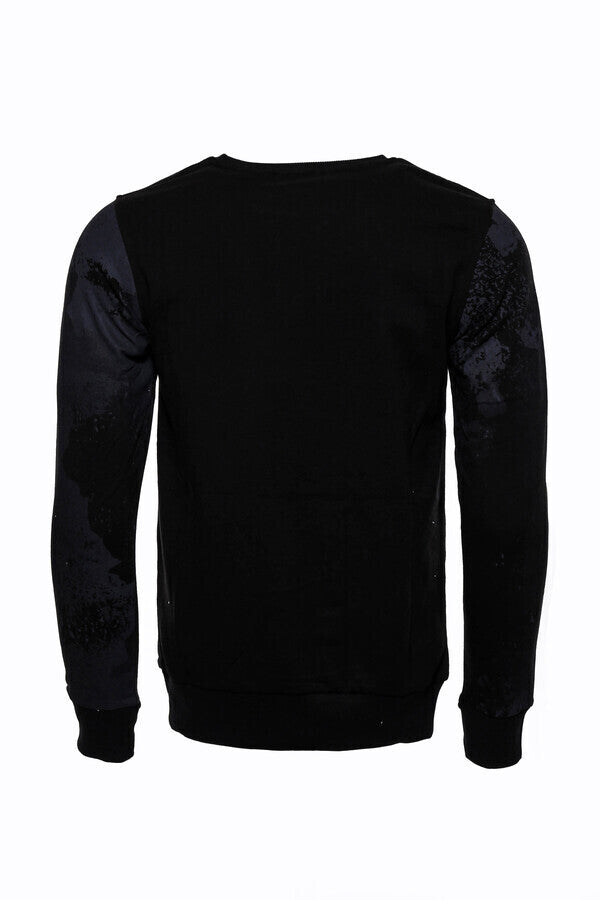 Sudadera negra con cuello redondo y estampado - Wessi