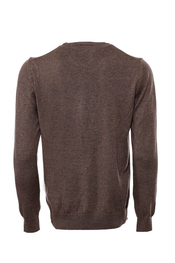 Suéter marrón de cuello redondo para hombre - Wessi