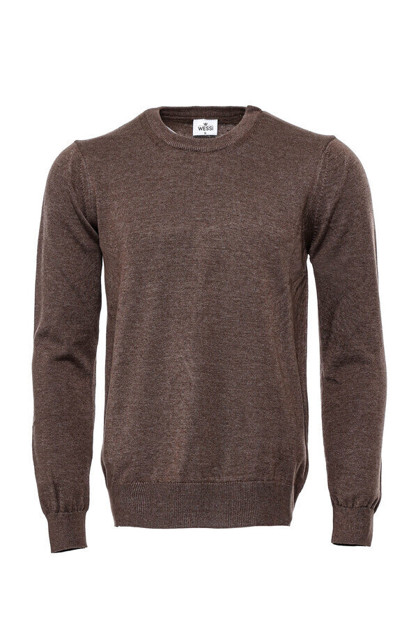 Suéter marrón de cuello redondo para hombre - Wessi