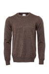 Brown Crew Neck Men Sweater - Wessi
